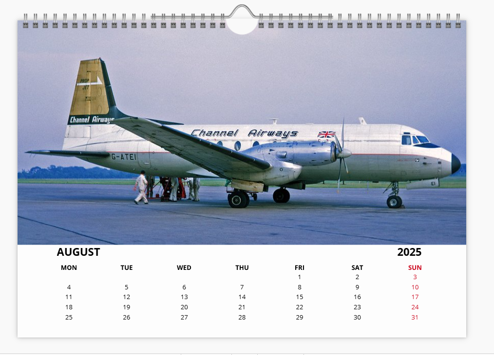 CHANNEL AIRWAYS 2025 Tribute Calendar A4 WALL Calendar