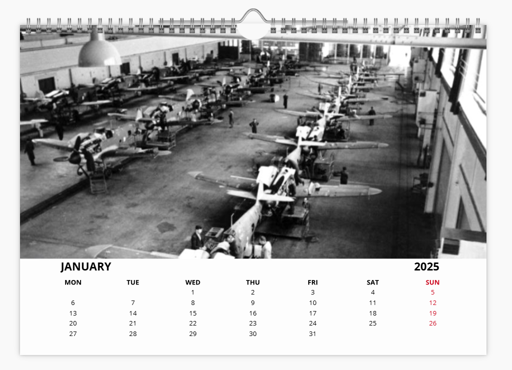 Messerschmitt 109 Luftwaffe Fighter 2025 Aircraft Tribute Calendar A4 WALL Calendar