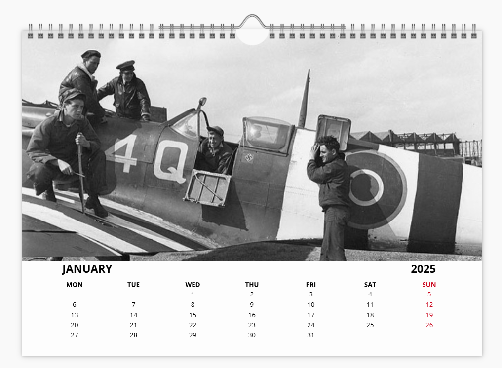 Supermarine Spitfire RAF Fighter 2025 Aircraft Tribute Calendar A4 WALL Calendar