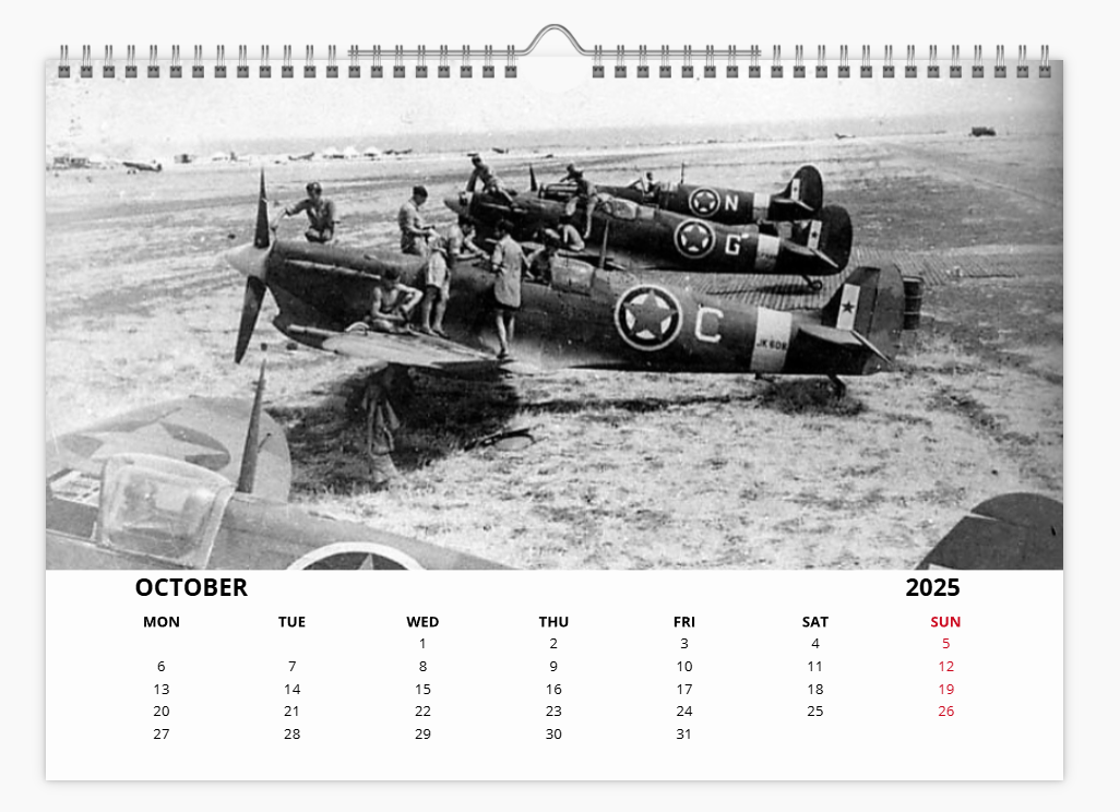 Supermarine Spitfire RAF Fighter 2025 Aircraft Tribute Calendar A4 WALL Calendar