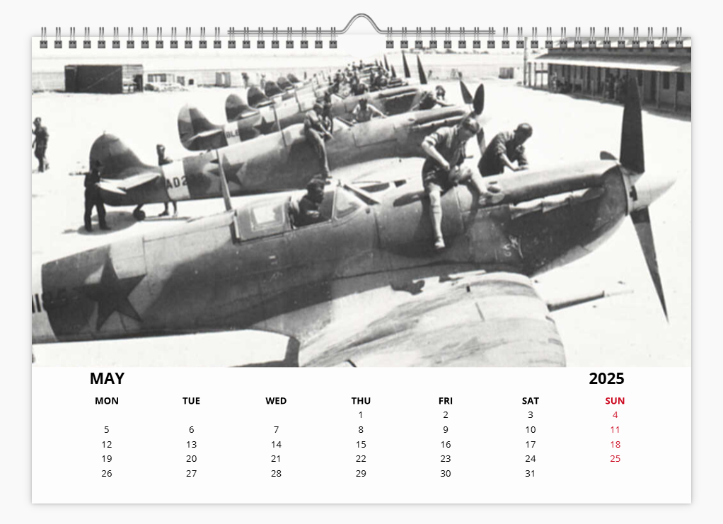 Supermarine Spitfire RAF Fighter 2025 Aircraft Tribute Calendar A4 WALL Calendar