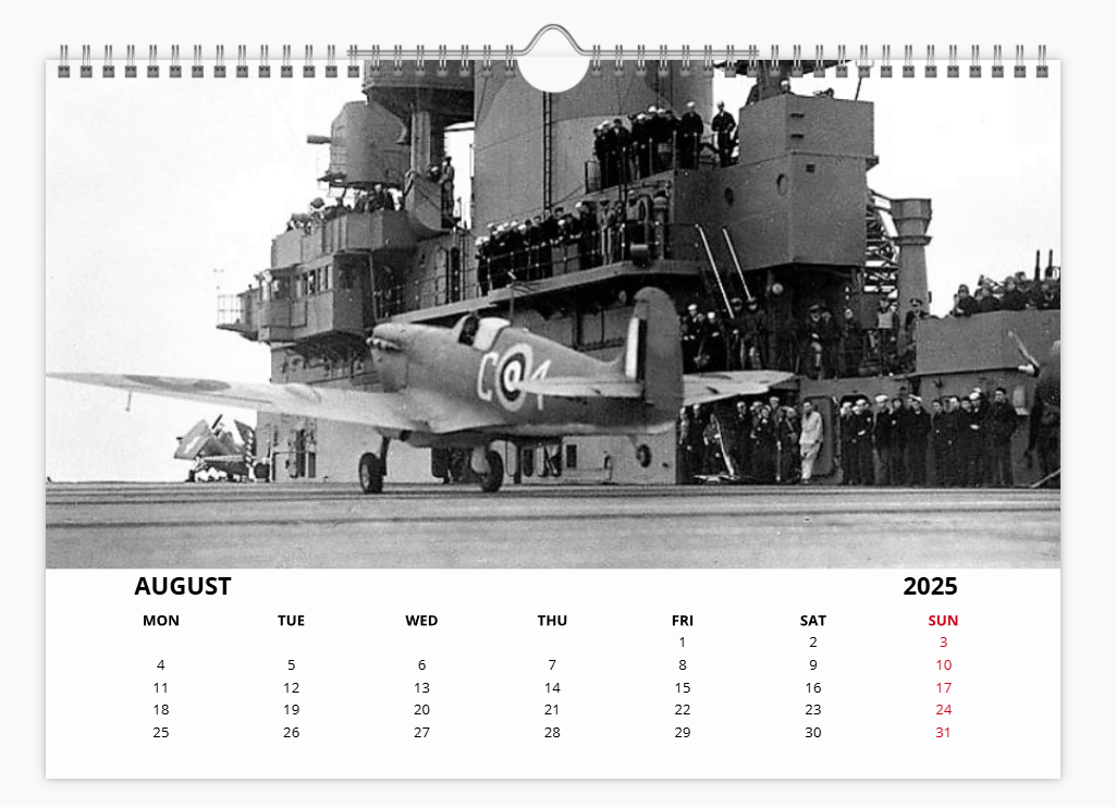 Supermarine Spitfire RAF Fighter 2025 Aircraft Tribute Calendar A4 WALL Calendar