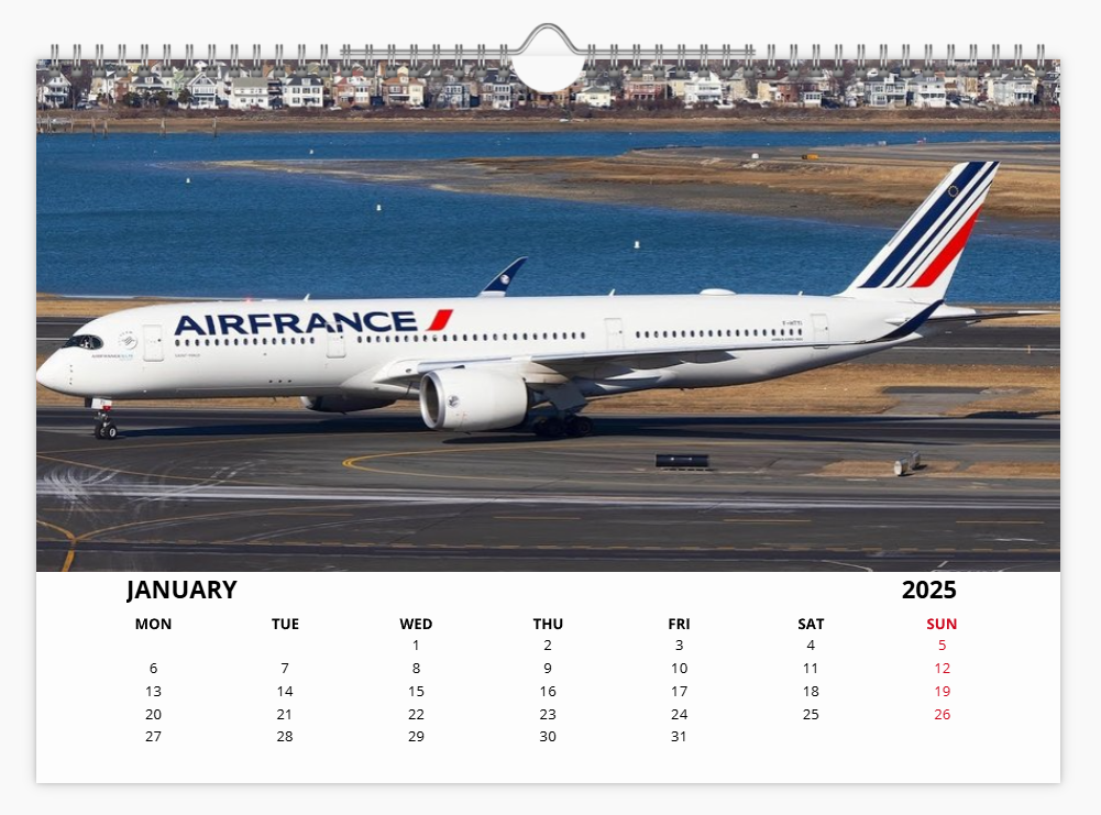 AIRBUS A350 2025 Tribute Calendar A4 WALL Calendar
