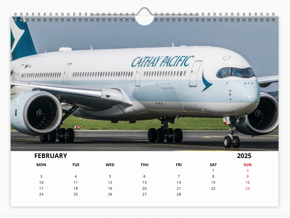 AIRBUS A350 2025 Tribute Calendar A4 WALL Calendar