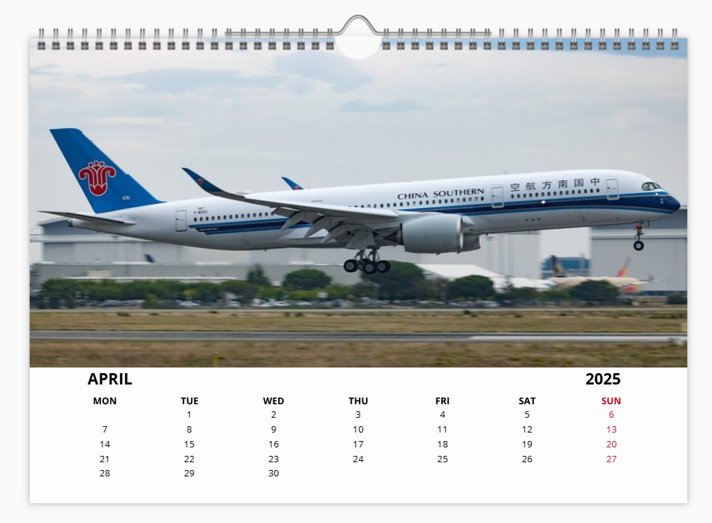 AIRBUS A350 2025 Tribute Calendar A4 WALL Calendar