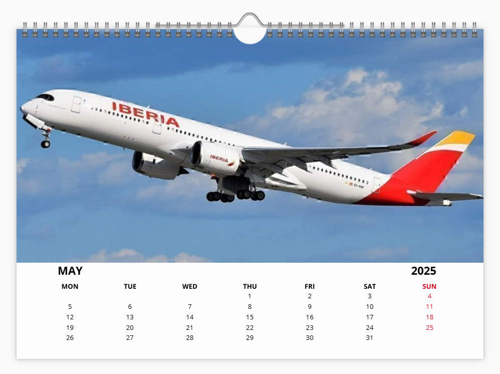 AIRBUS A350 2025 Tribute Calendar A4 WALL Calendar