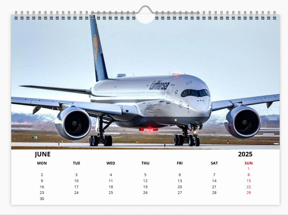 AIRBUS A350 2025 Tribute Calendar A4 WALL Calendar
