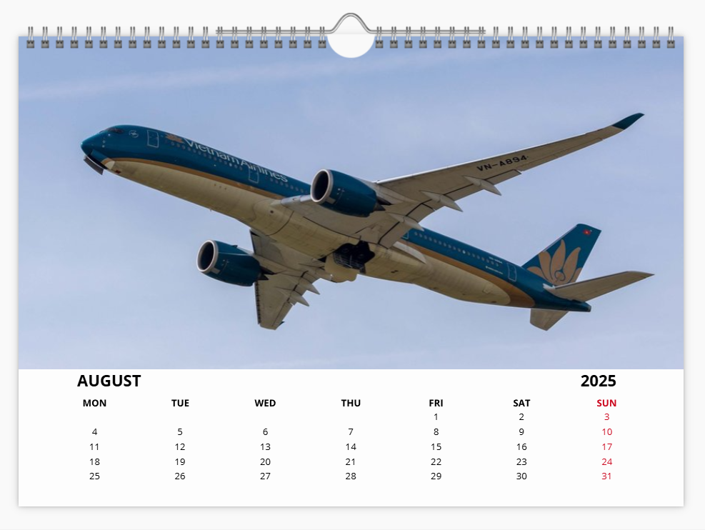 AIRBUS A350 2025 Tribute Calendar A4 WALL Calendar
