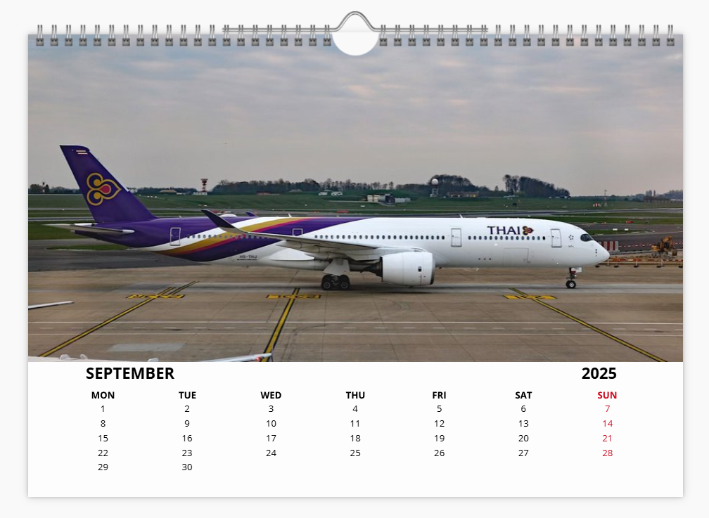 AIRBUS A350 2025 Tribute Calendar A4 WALL Calendar
