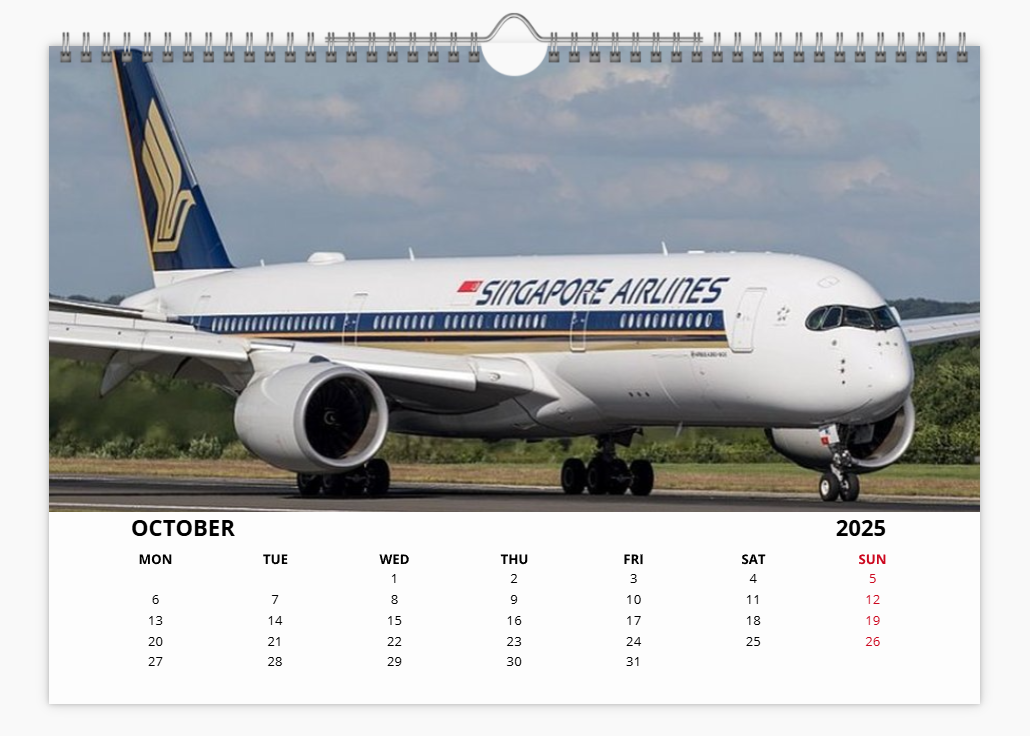 AIRBUS A350 2025 Tribute Calendar A4 WALL Calendar