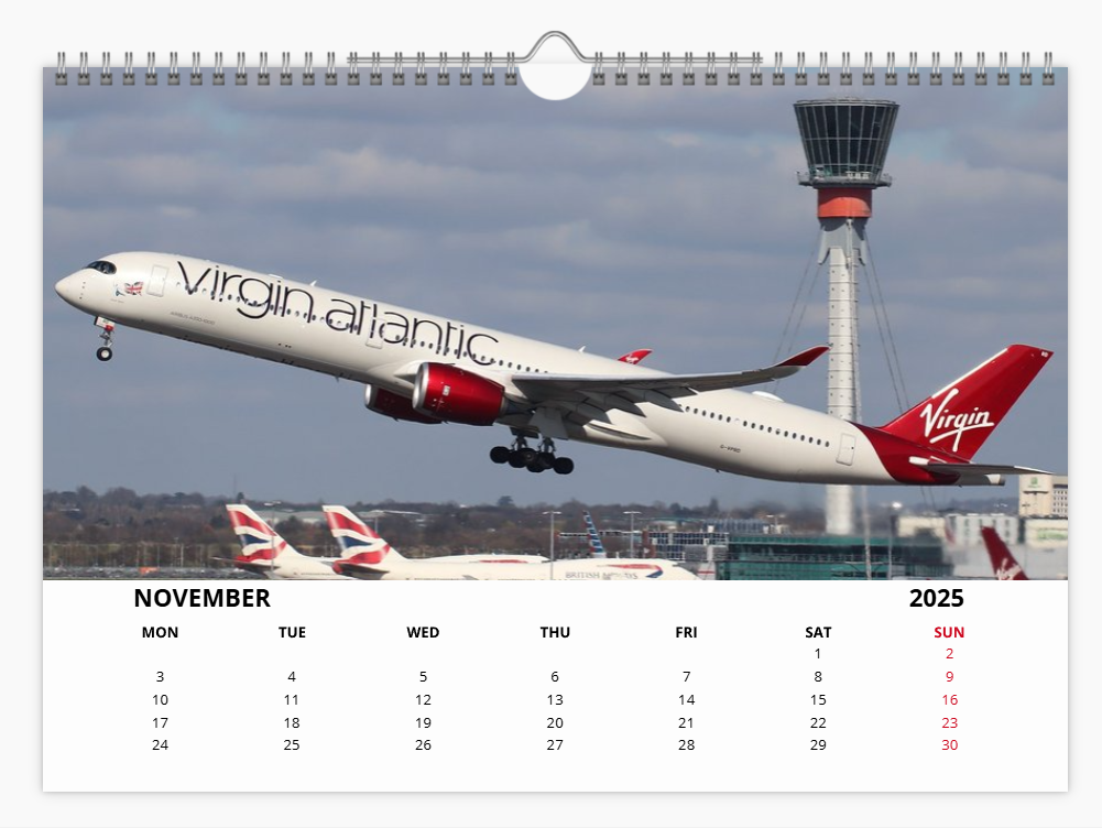 AIRBUS A350 2025 Tribute Calendar A4 WALL Calendar