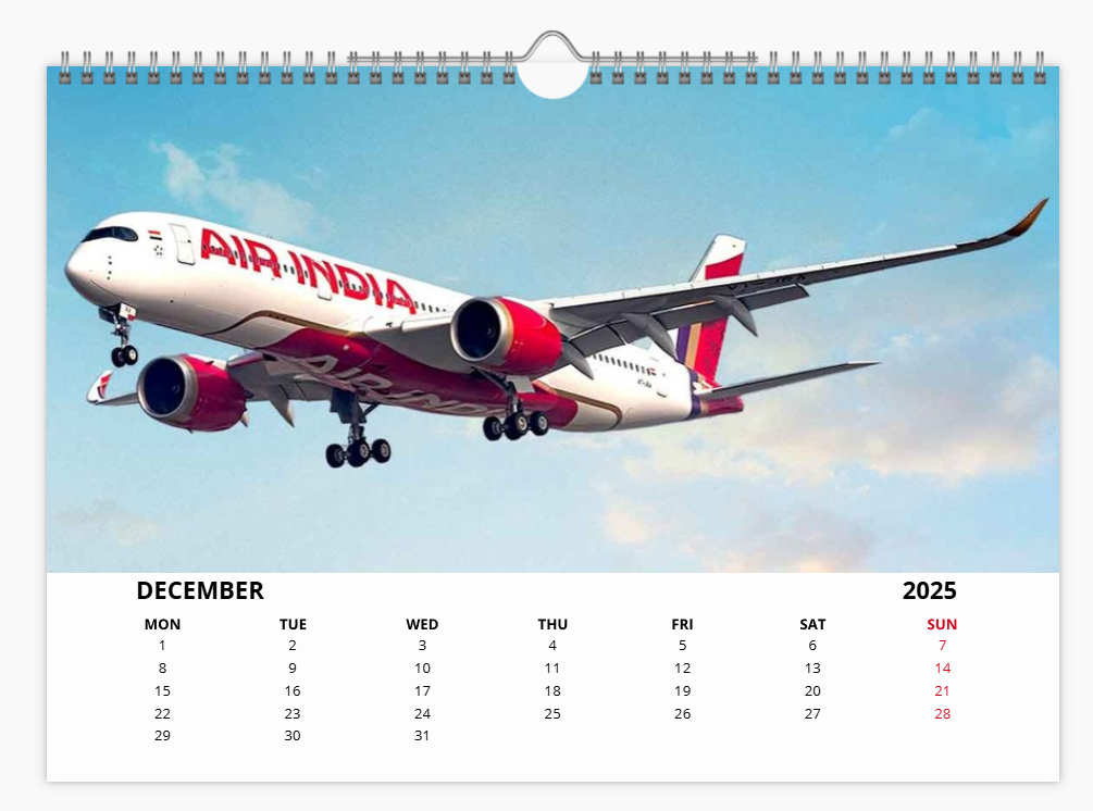 AIRBUS A350 2025 Tribute Calendar A4 WALL Calendar