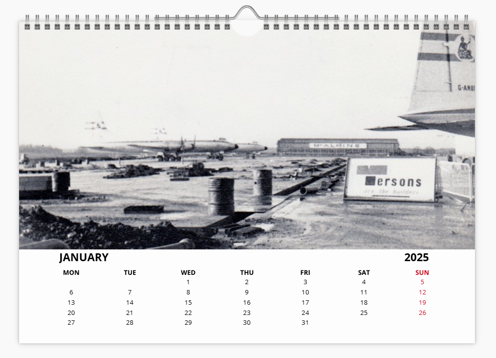 Luton Airport Early Years 2025 Aircraft Tribute Calendar A4 WALL Calendar