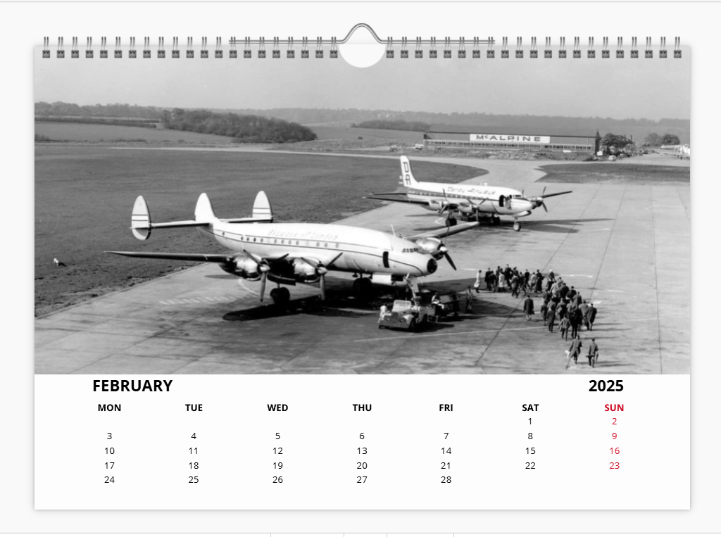Luton Airport Early Years 2025 Aircraft Tribute Calendar A4 WALL Calendar