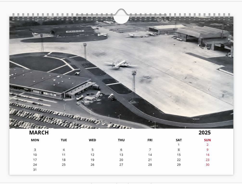 Luton Airport Early Years 2025 Aircraft Tribute Calendar A4 WALL Calendar