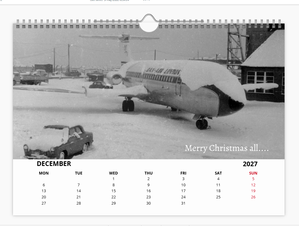 DAN AIR LONDON 2027 Tribute Calendar A4 WALL Calendar