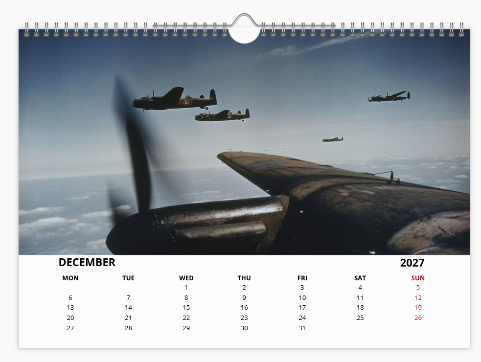 AVRO LANCASTER RAF BOMBER 2027 Aircraft Tribute Calendar A4 WALL Calendar