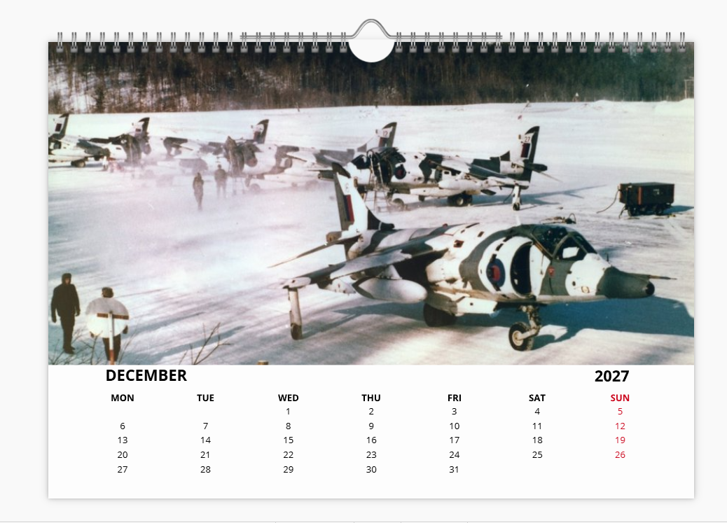 HS BAC HARRIER JUMP JET RAF 2027 Calendar A4 WALL Calendar