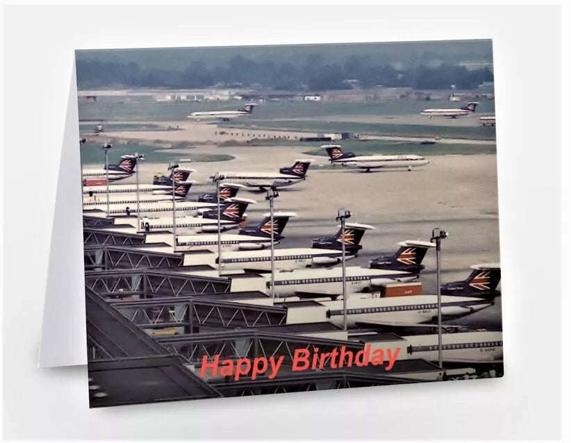 BEA British European Airways Trident Aircraft Heathrow Birthday Card