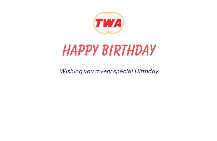 TWA Trans World Airlines Lockheed Constellation Birthday Card