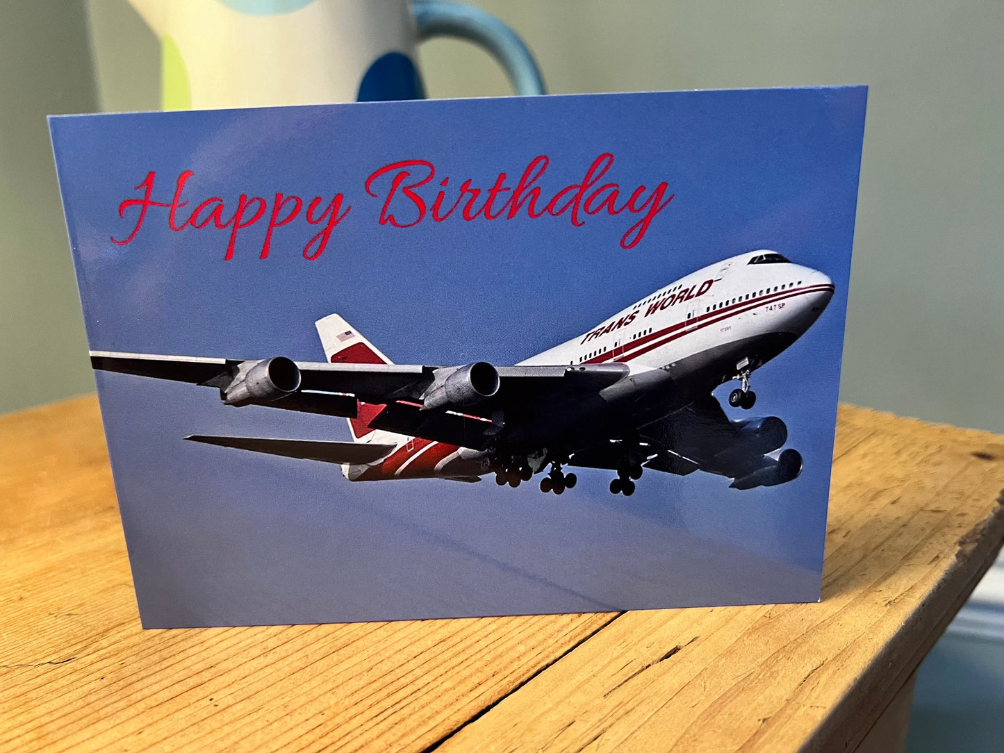 TWA Trans World Airlines Boeing 747 SP Birthday Card