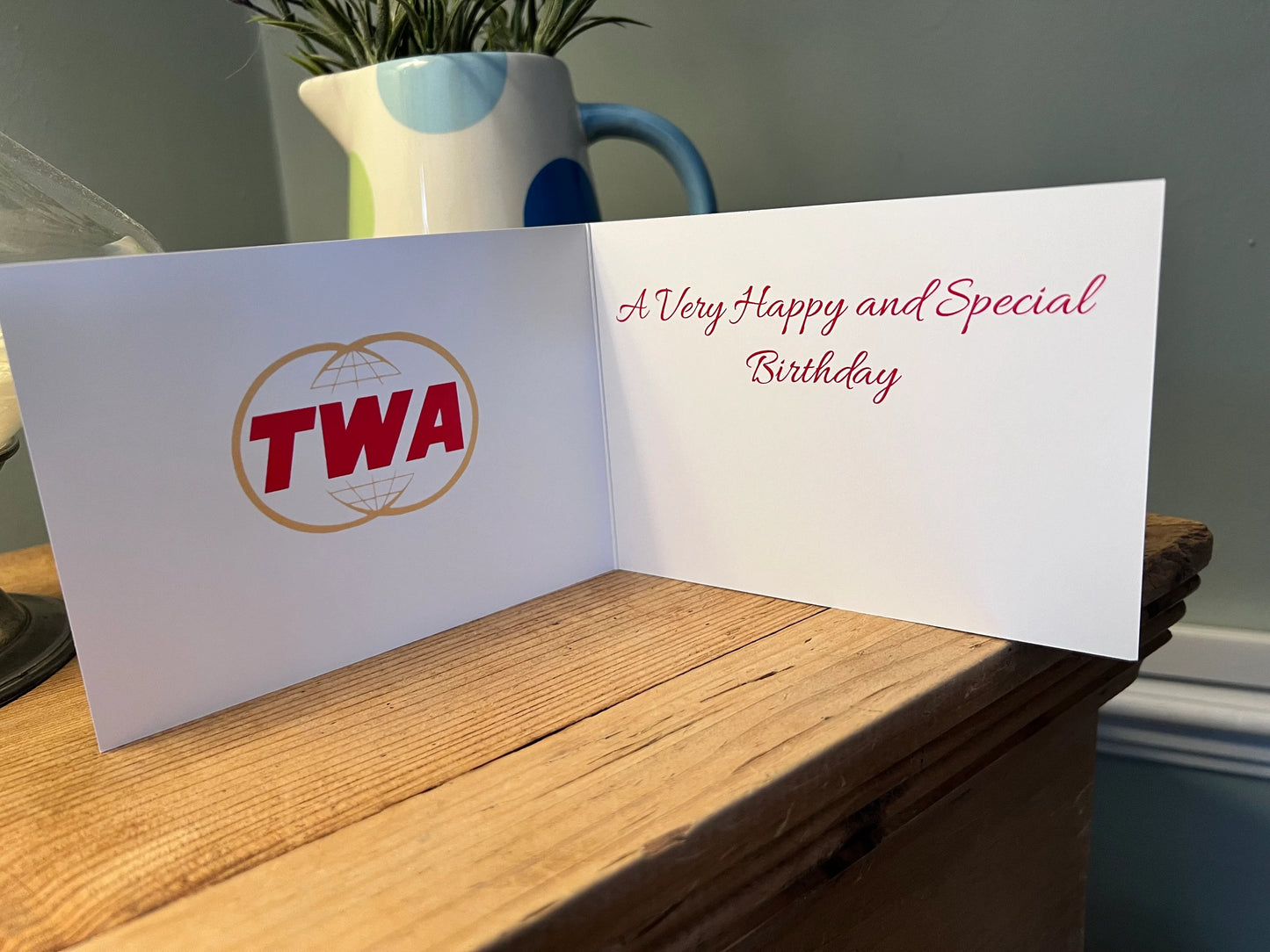 TWA Trans World Airlines Boeing 747 SP Birthday Card