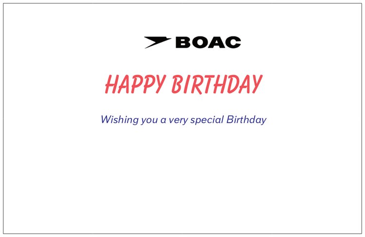 BOAC Comet 4 Birthday Card