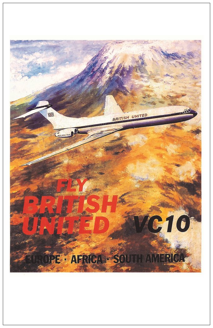 BUA British United Airways Vickers VC10 Poster BLANK Birthday Card