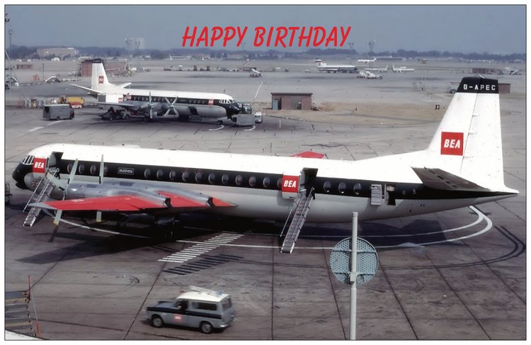 BEA British European Airways Vickers Vanguard Aircraft Heathrow Birthday Card