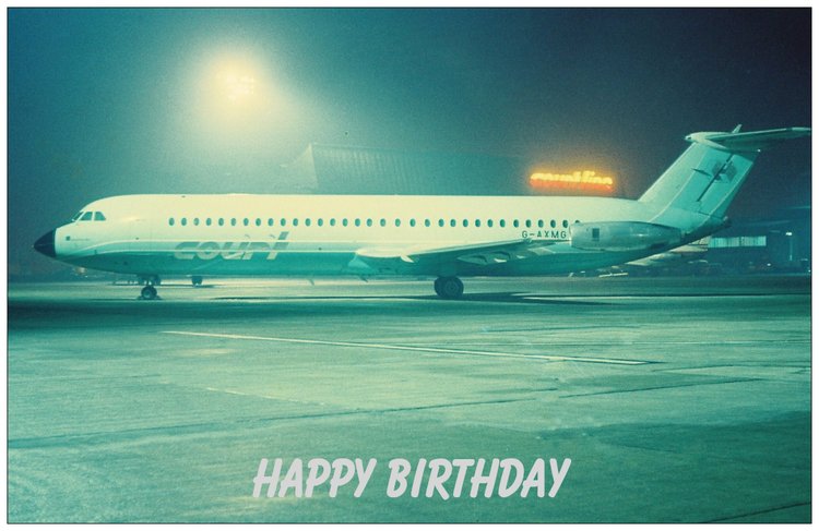 Court Line Aviation BAC 111 G-AXMG Birthday Card
