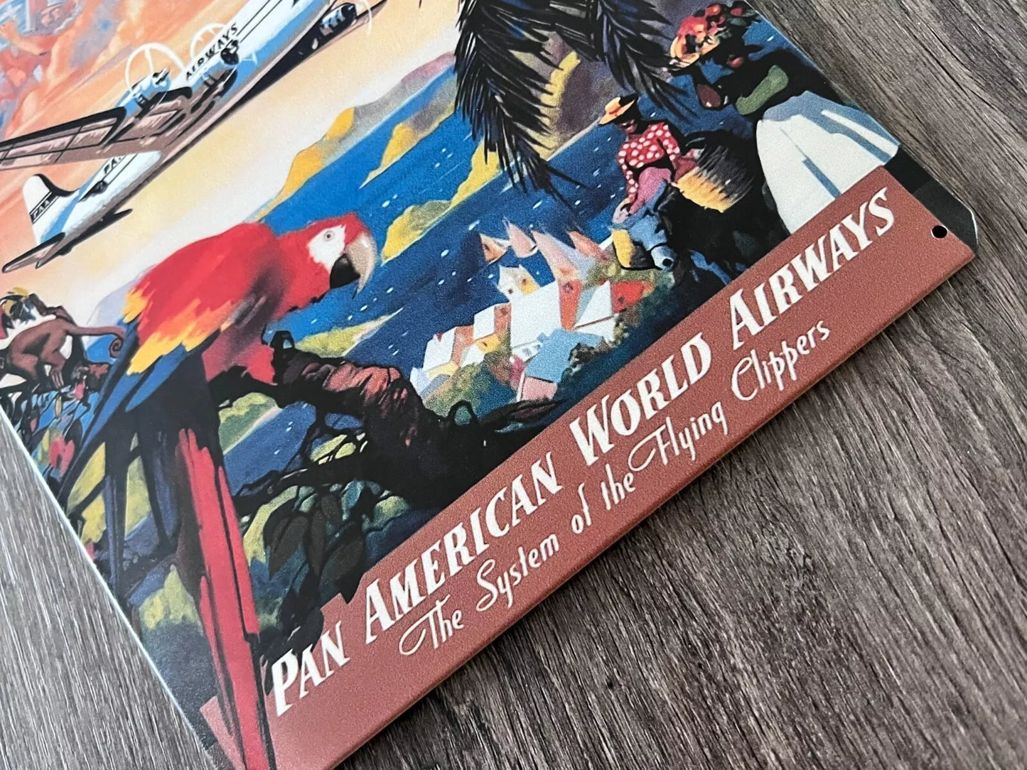 PAN AM Pan American World Airways Clipper to the Caribbean Aircraft Metal Wall Picture Plaque 30x20cm 12x8"