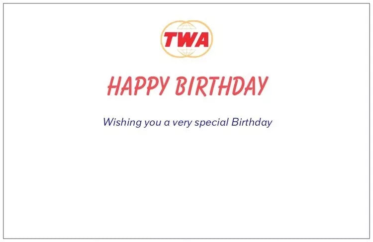 TWA Trans World Airlines Concorde Birthday Card