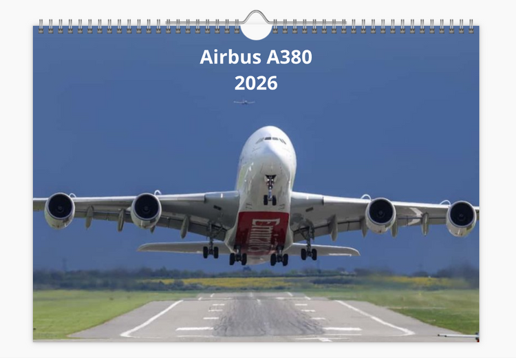 AIRBUS A380 2026 WALL CALENDAR START ANY MONTH OF THE YEAR...