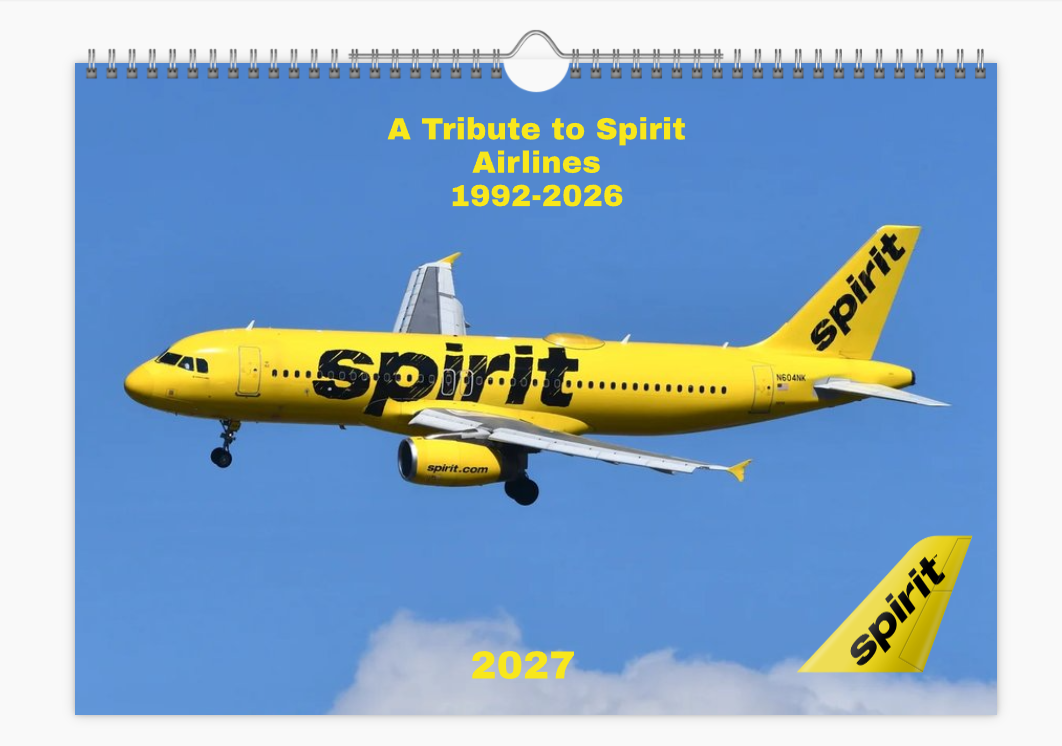 SPIRIT AIRLINES TRIBUTE 2027 Aircraft Tribute Calendar A4 WALL Calendar