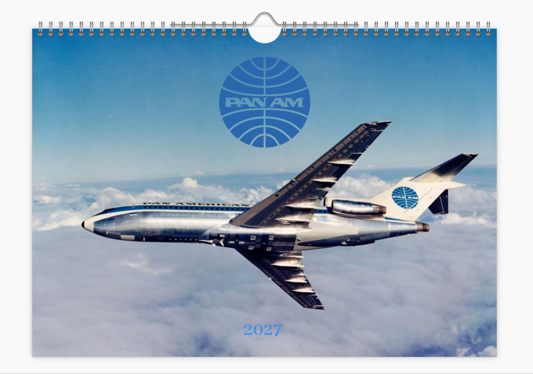 PAN AM Pan American World Airways 2027 Aircraft Tribute A4 Wall Calendar