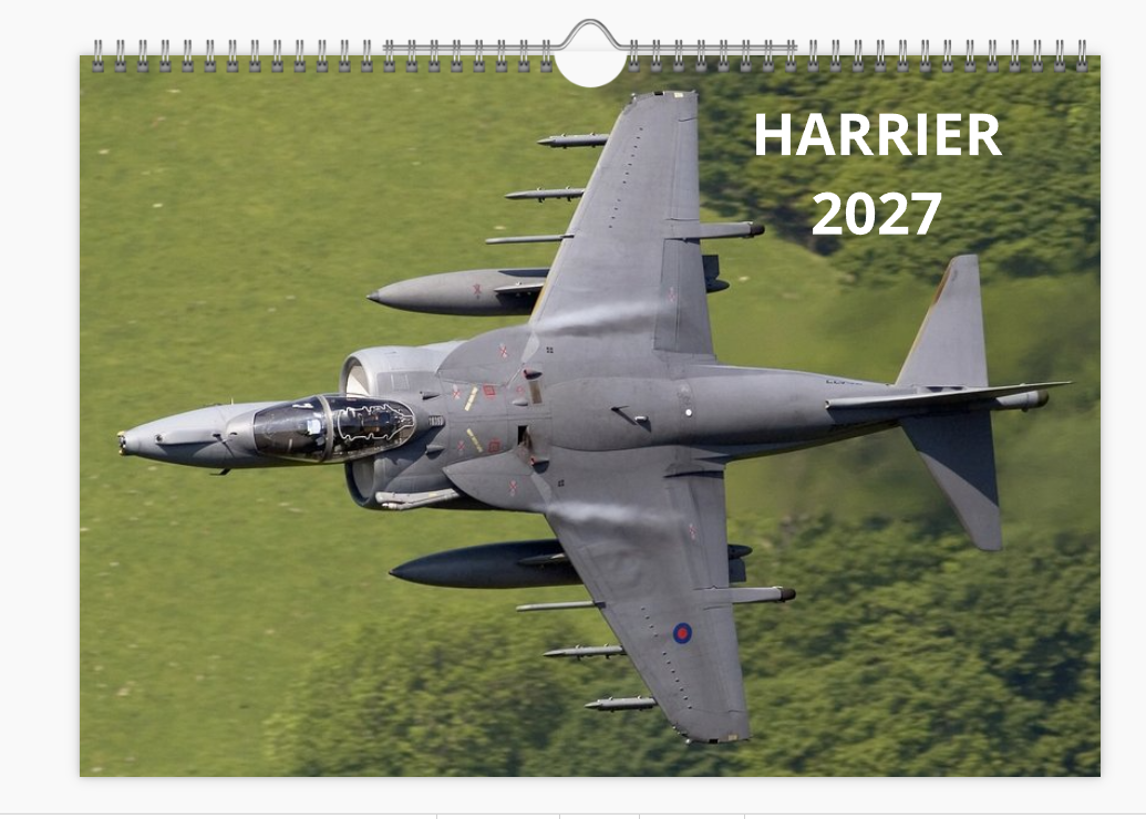 HS BAC HARRIER JUMP JET RAF 2027 Calendar A4 WALL Calendar
