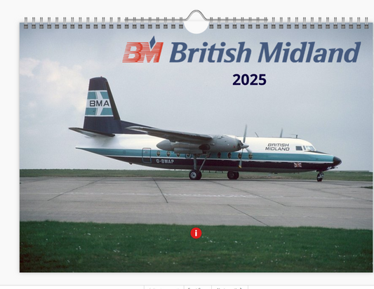 BMA BRITISH MIDLAND AIRWAYS 2025 Tribute Calendar A4 WALL Calendar