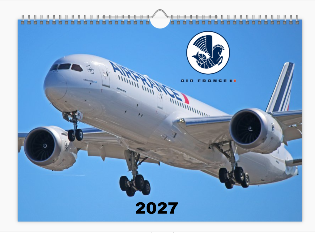 AIR FRANCE 2027 Calendar A4 WALL Calendar