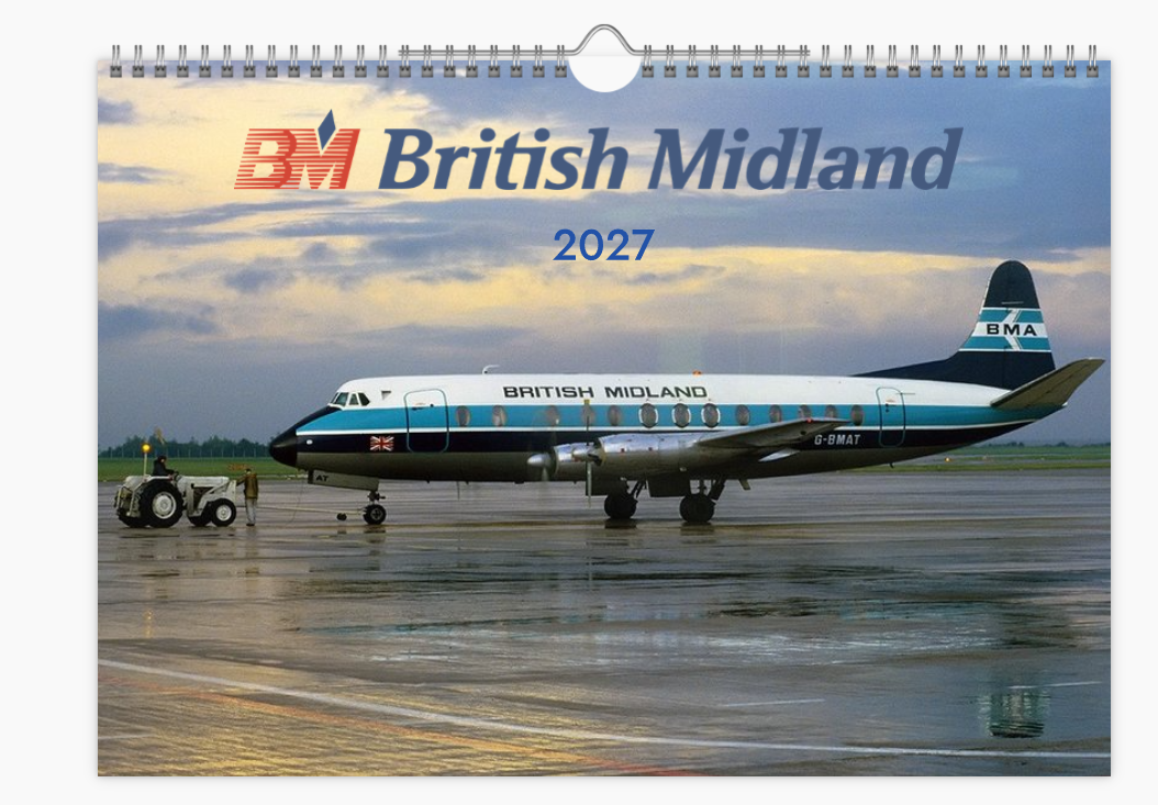 BMA British Midland Airways 2027 Tribute A4 Wall Calendar