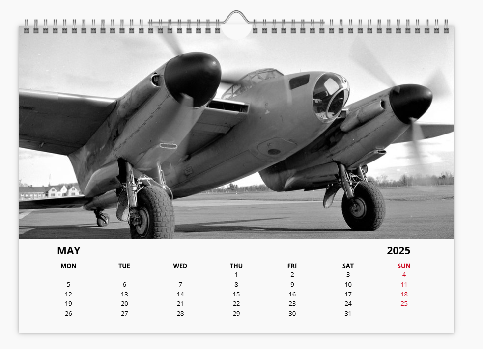 DH Mosquito RAF Fighter Bomber 2025 Aircraft Tribute Calendar A4 WALL Calendar