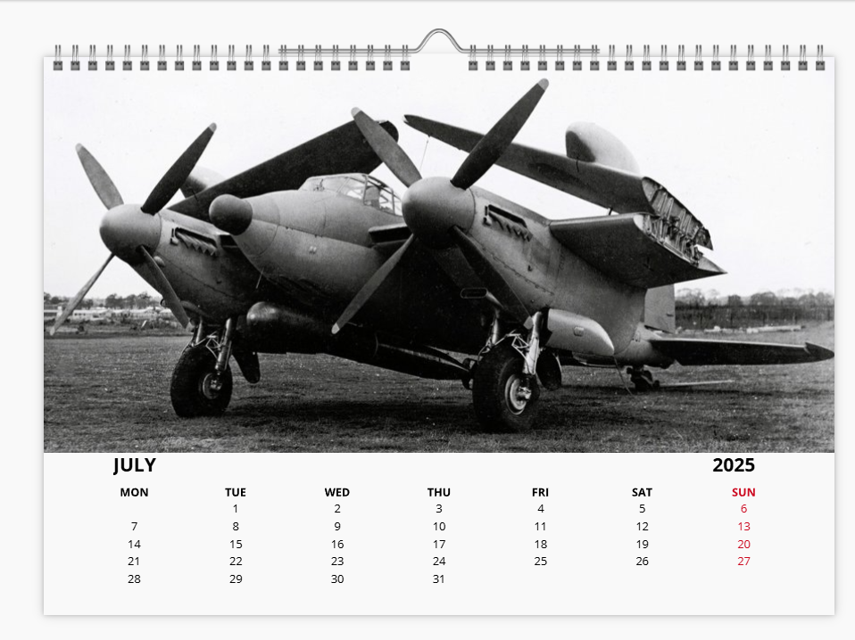 DH Mosquito RAF Fighter Bomber 2025 Aircraft Tribute Calendar A4 WALL Calendar