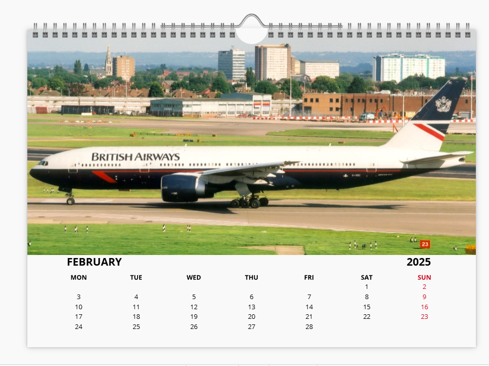 BRITISH AIRWAYS BOEING 777 2025 Tribute Calendar A4 WALL Calendar