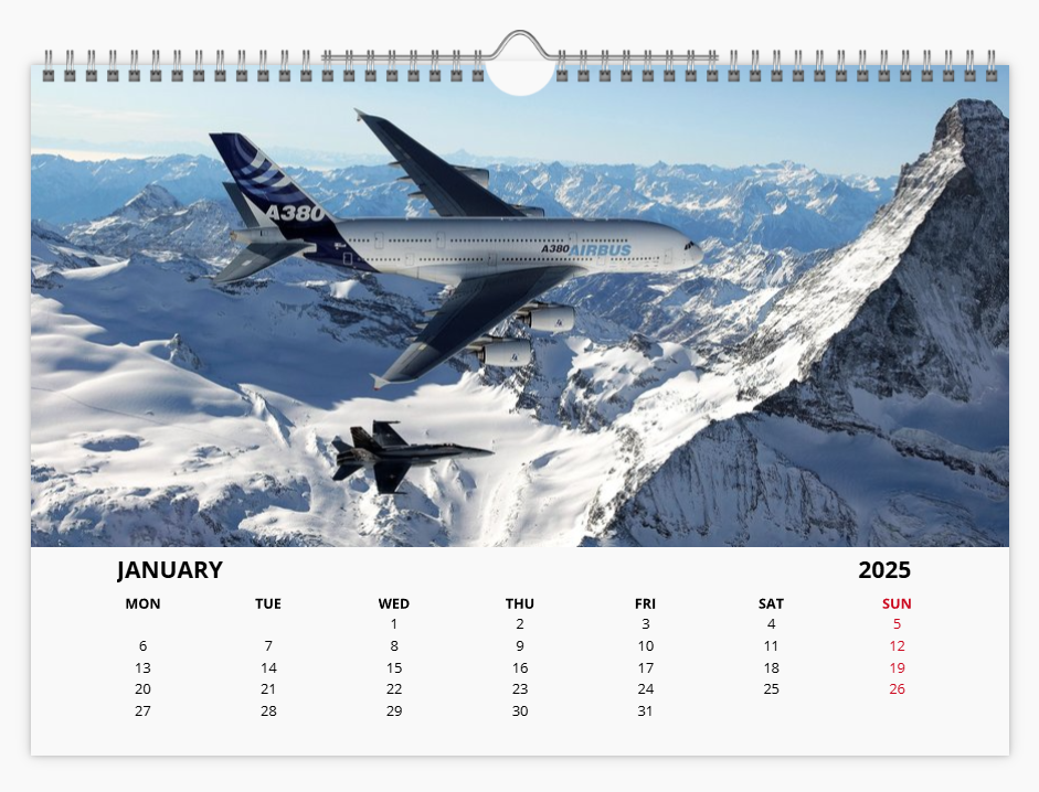 AIRBUS A380 2025 Tribute Calendar Wall Calendar A4 Landscape