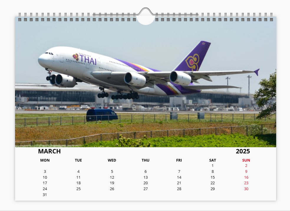 AIRBUS A380 2025 Tribute Calendar Wall Calendar A4 Landscape