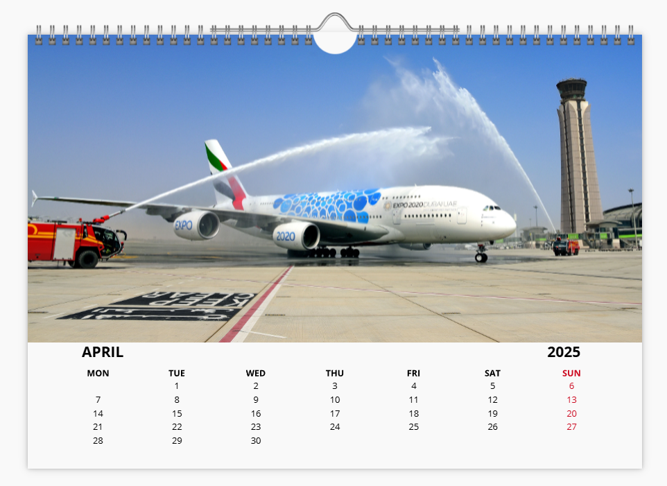 AIRBUS A380 2025 Tribute Calendar Wall Calendar A4 Landscape