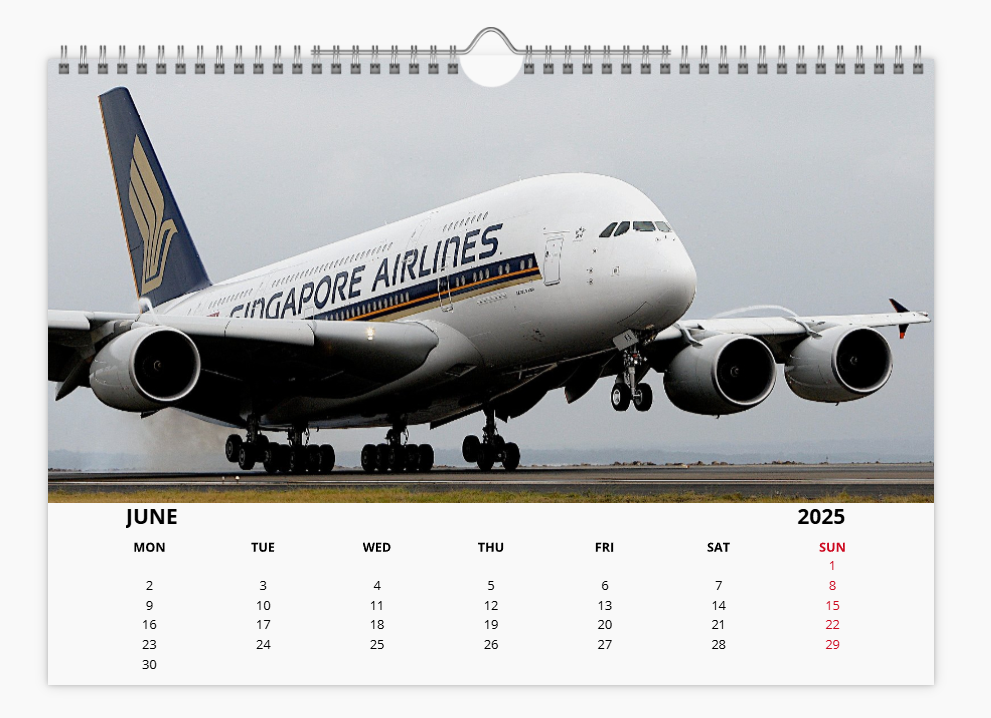 AIRBUS A380 2025 Tribute Calendar Wall Calendar A4 Landscape