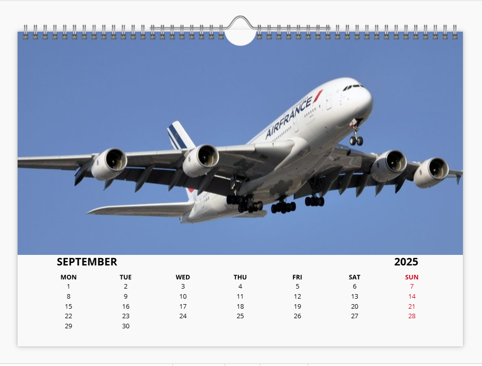 AIRBUS A380 2025 Tribute Calendar Wall Calendar A4 Landscape