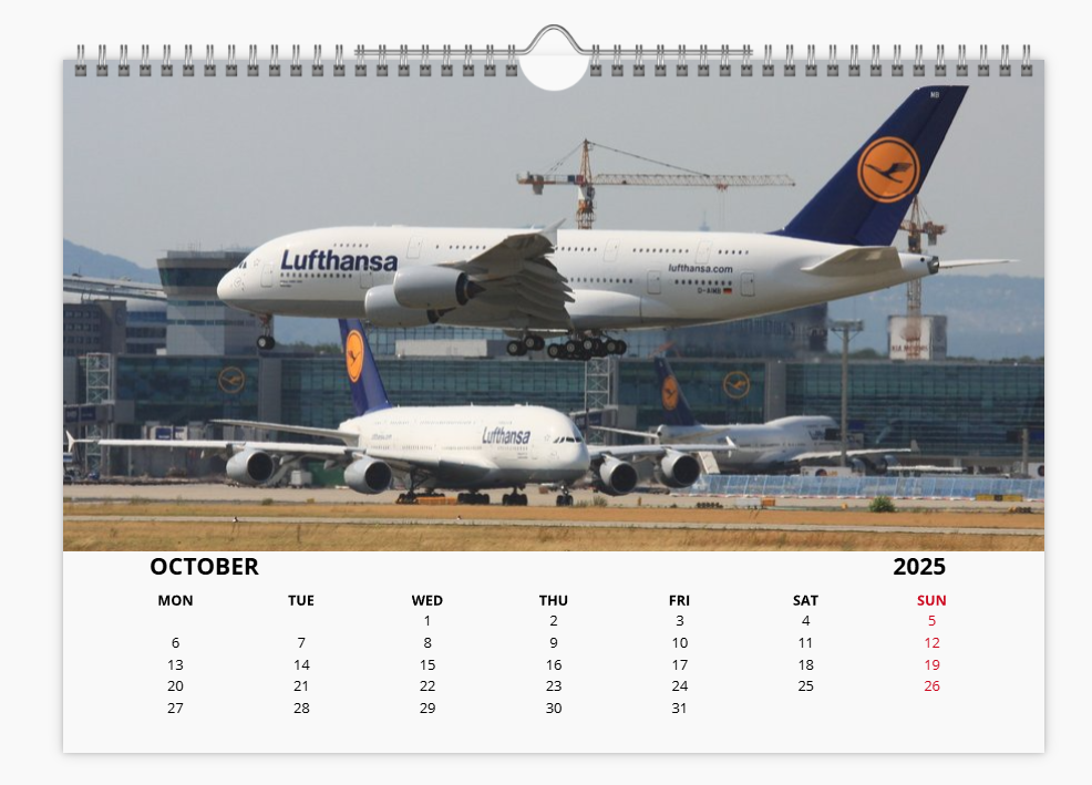 AIRBUS A380 2025 Tribute Calendar Wall Calendar A4 Landscape