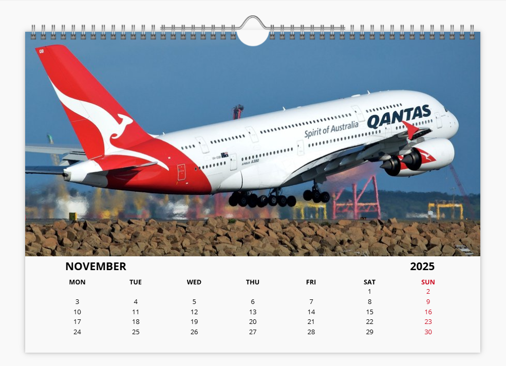 AIRBUS A380 2025 Tribute Calendar Wall Calendar A4 Landscape