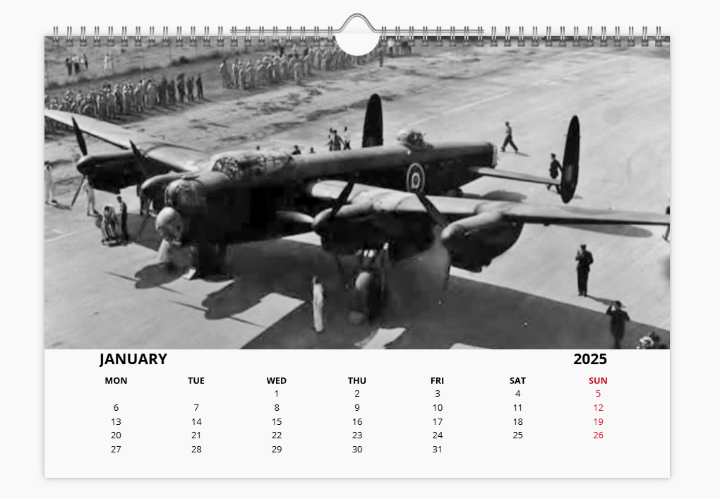 Avro Lancaster RAF Bomber 2025 Aircraft Tribute Calendar A4 WALL Calendar